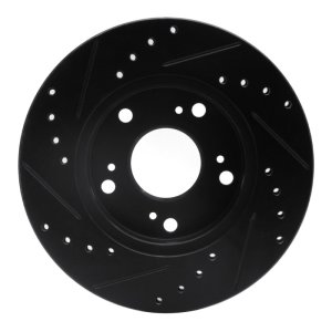 Acura RSX Brake Rotor (1) - Front Right - R1 Concepts - Drilled & Slotted - Black - `02-`15